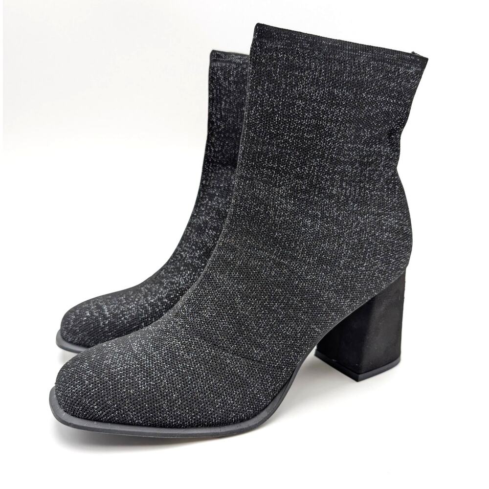 Mia Piana Block Heel Ankle Boots Round Toe Women's Black Size US10M EU40